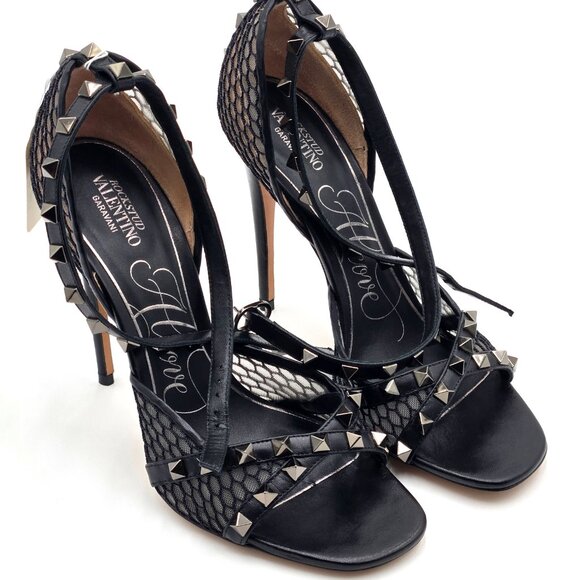 Valentino Shoes - Authentic Valentino Rockstud Fishnet Heel